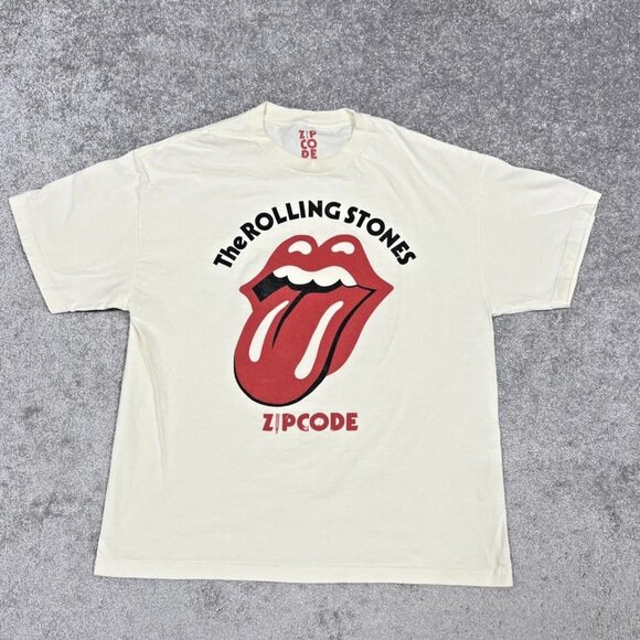 The Rolling Stone Zip Code T-Shirt Men's XL 2015 Pullover Double Sided Beige - Picture 2 of 10